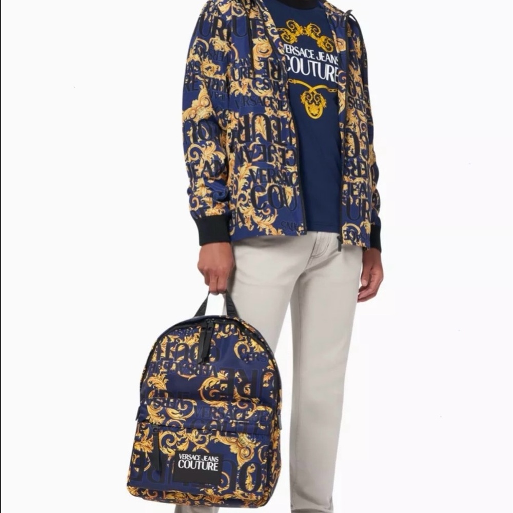 Versace Jeans Collection Blue and Gold Backpack